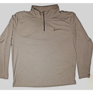 Nike Dri Fit 1/4 Zip Men Shirt Size XL Gray Pullover Long Sleeve Graphic Swoosh